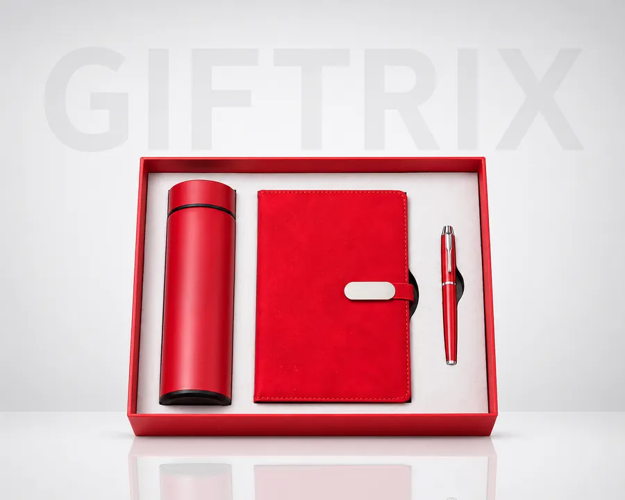 Red diary bottle and pen 3-piece combo