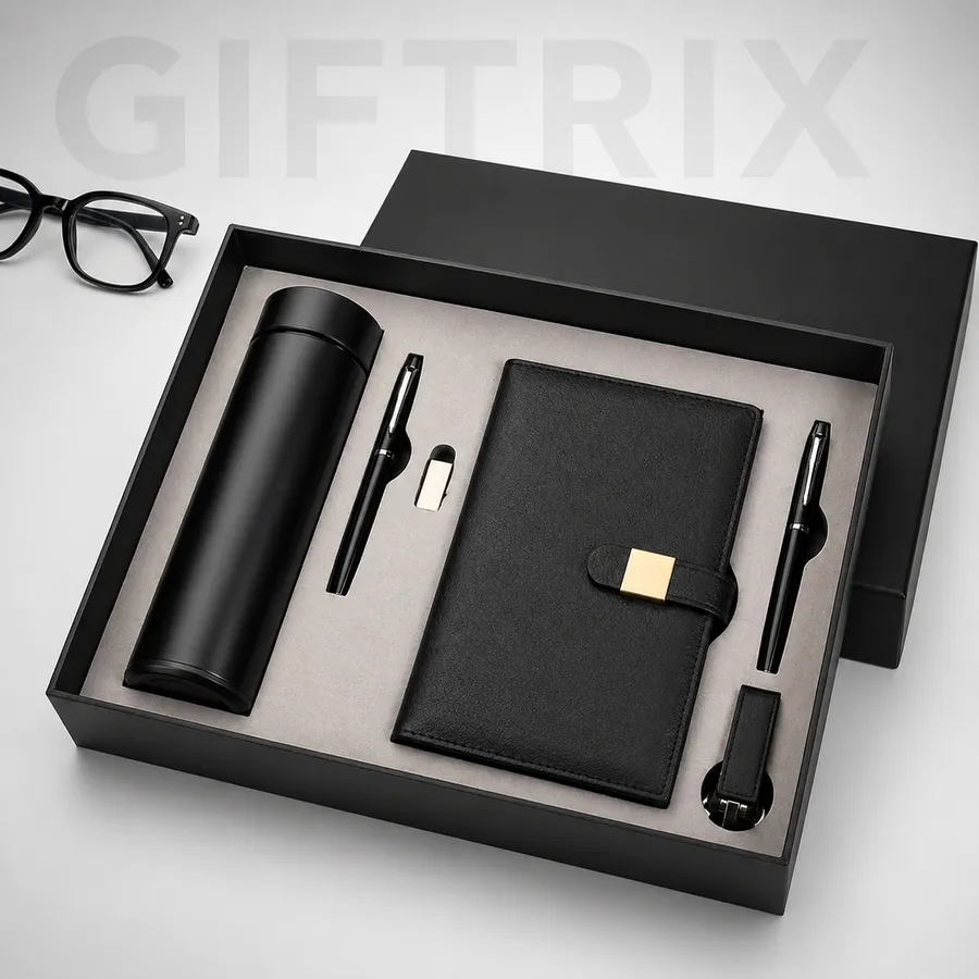 Premium 5-piece executive set with bottle pen-drive diary pen and torch