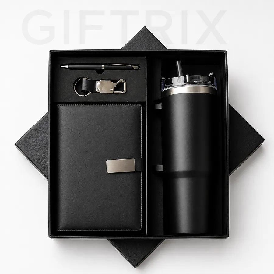 Black tumbler and diary 3-piece combo