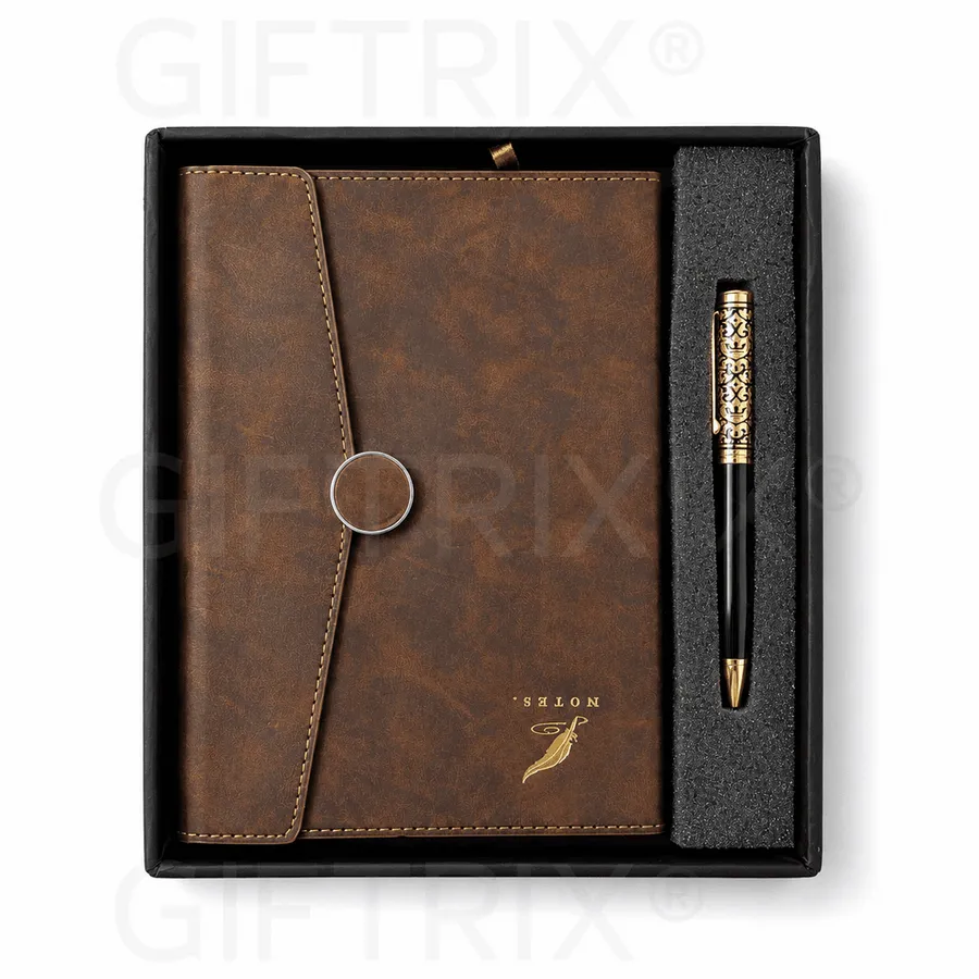 Dark Brown PU Envelope-Flap Diary