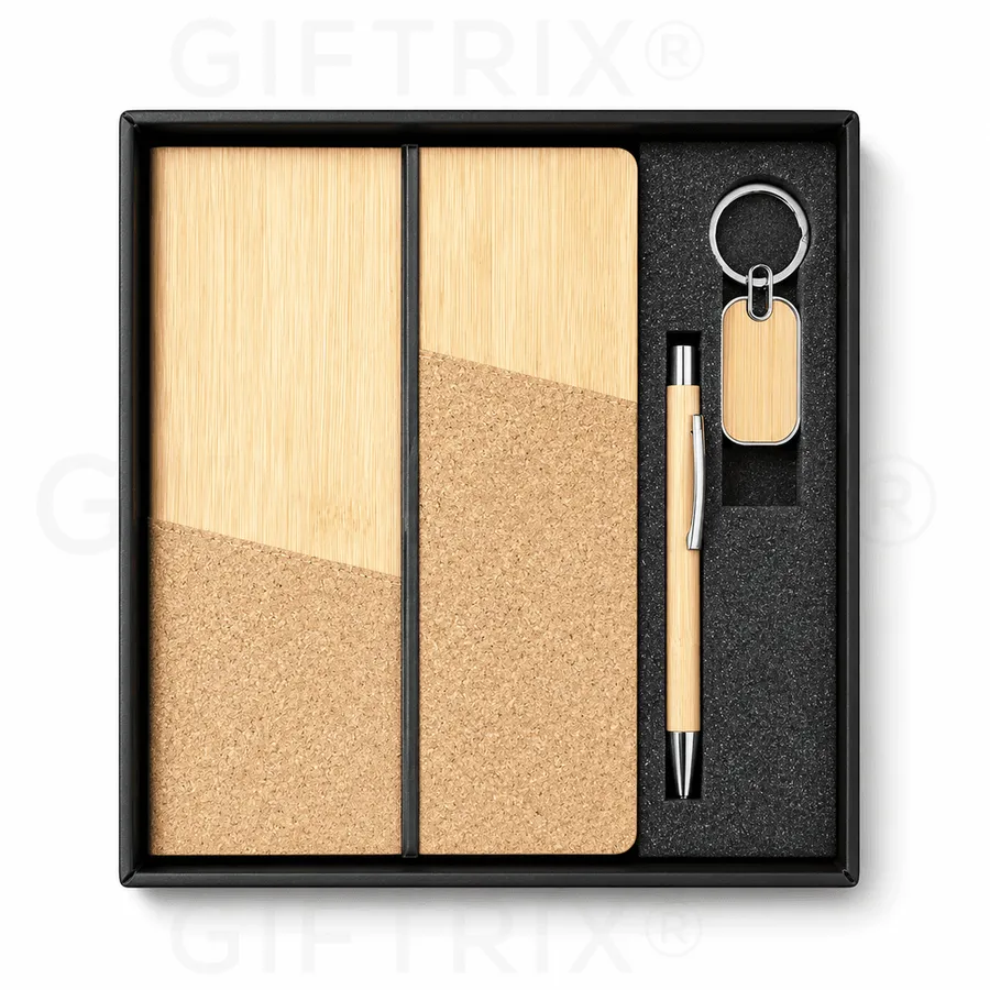 Bamboo & Cork Block Diary Trio