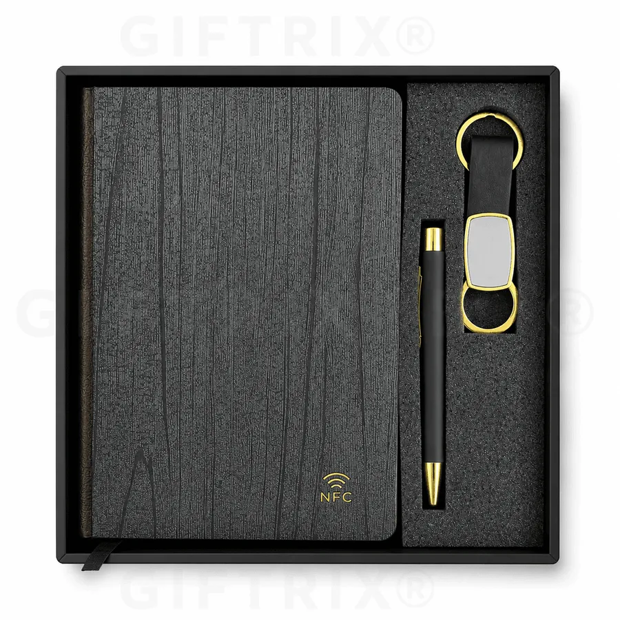Black Wood-Grain NFC Diary Set