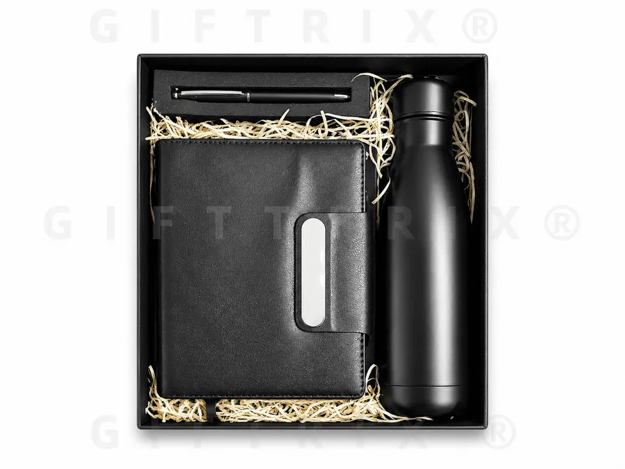 Black Bottle & Card-Window Diary Set