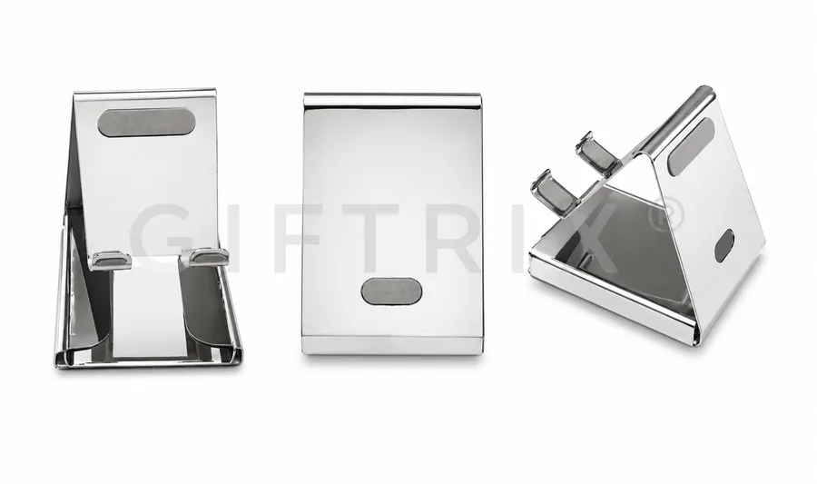 Chrome compact slim mobile stand with rubber grip