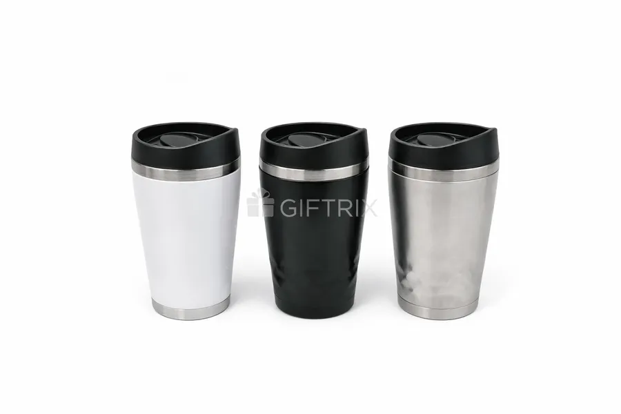 Classic flip-lid tumblers in silver, black, steel