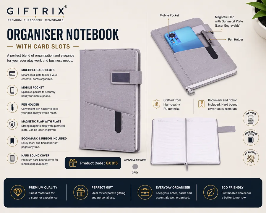 Organiser Notebook with Card Slots