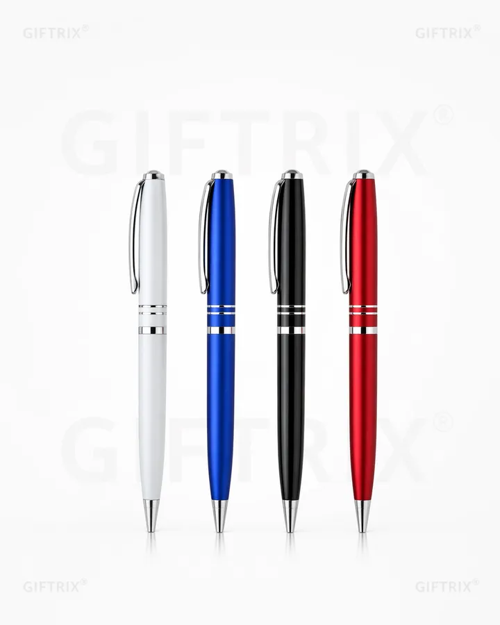 Silver-trim twist pens in 4 colours