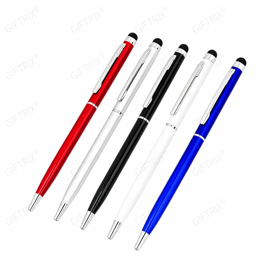 Slim chrome stylus pens in 5 colours