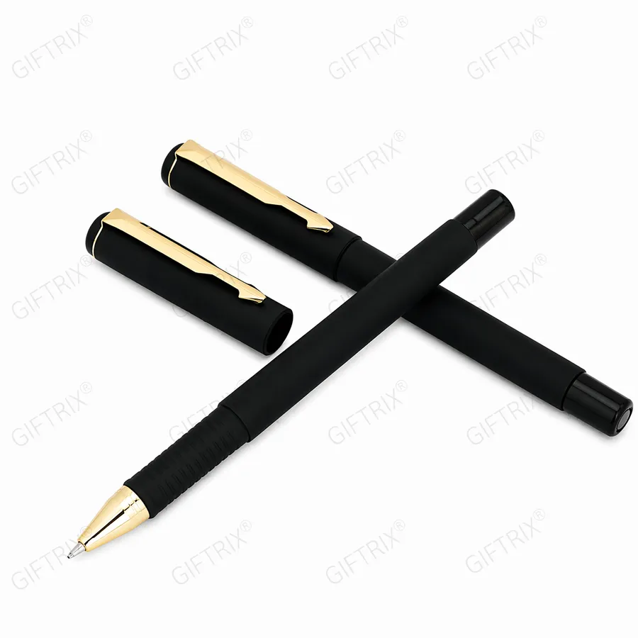 Matte black gold clip pen duo
