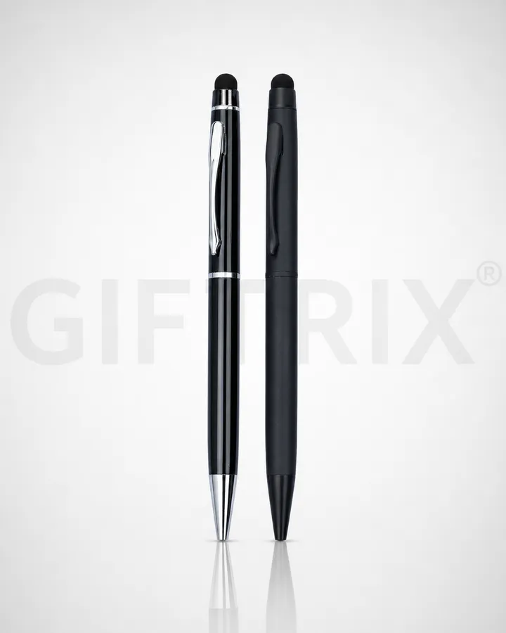 Black stylus pen duo with chrome and matte caps