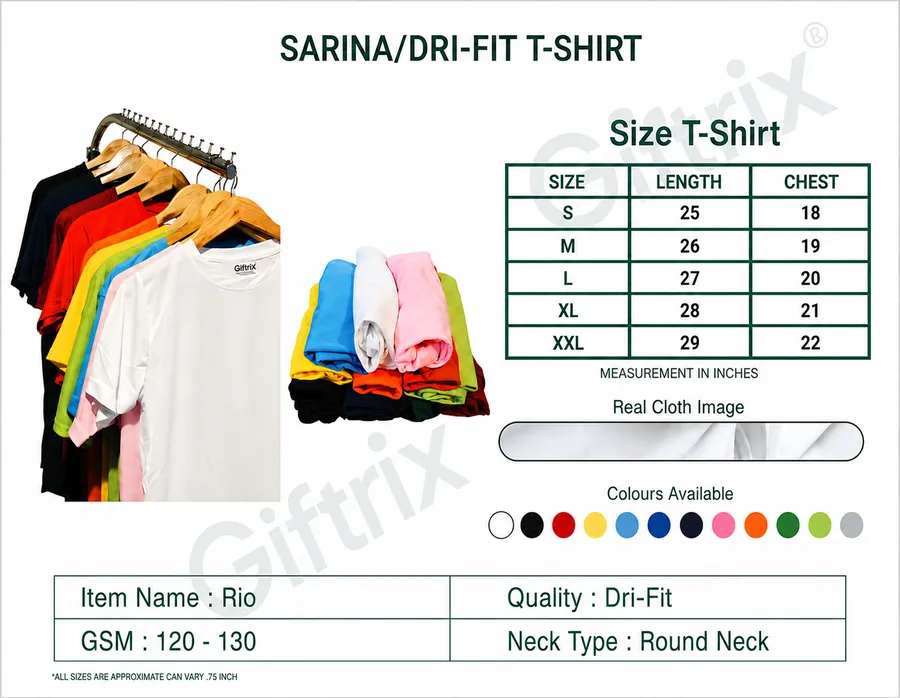 Sarina Dri-Fit round-neck T-shirt — Rio, multiple colours